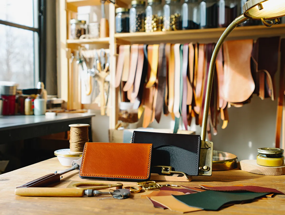 Artisan crafting handmade accessories at workshop